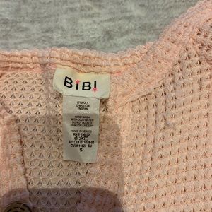 Pink Waffle Button Top